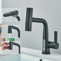 Robinet de lavabo à affichage numérique de température de cascade, pulvérisateur à jet de levage vers le bas, mélangeur d'évier d'eau chaude et froide, robinet de lavage pour salle de bains