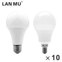 Lot de 10 ampoules LED E27/E14 (20W, 18W, 15W, 12W, 9W, 6W, 3W) - Alimentation 220V - Éclairage spot - Blanc froid/chaud