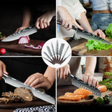 Coffret cadeau de 8/10 couteaux de cuisine MDHAND, couteau de chef à motif damassé laser, en acier inoxydable à haute teneur en carbone, couteau à fruits tranchant