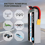 Batterie LiPo HRB 5S 18,5 V 5000 mAh (1/2 pièce) avec connecteur XT90 pour drone, hélicoptère, avion, voiture, bateau, camion (compatible 10S).