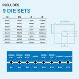 PodoNuremberg-Outil de sertissage hydraulique chromé, kit d'outils de fil de câble de borne électrique, CriAJDies, 4, 6, 10, 16, 25, 35, 50, 70 mm², 10T