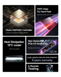 Disque SSD interne MOVESPEED NVMe M.2 2280 4 To, 2 To ou 1 To, PCIe 4.0 x4, compatible PS5, PC portable et PC
