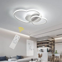 Plafonnier LED à intensité variable, 64W, 4800LM, design en forme de cœur, lampe avec télécommande, 3000-6500K, plafonnier LED moderne