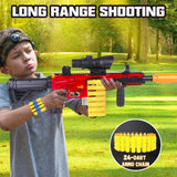 Pistolet jouet VATOS Blaster pour enfants, mode lancer de cartouches, mode tir en chaîne, chargeur 24 fléchettes, manuel, pistolet en mousse, jeu de tir pour garçons de 6 à 8 ans