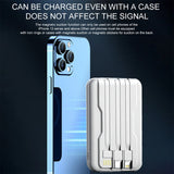 Batterie externe magnétique portable 10 000 mAh 15 W, chargeur rapide sans fil universel Apple/Android avec câble intégré.
