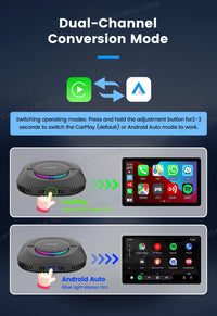 CarlinKit Android 13 LED AI Box, boîtier multimédia intelligent pour voiture, CarPlay sans fil, Android Auto sans fil, puce Qualcomm, carte SD extensible jusqu'à 512 Go