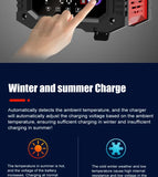Chargeur de batterie portable 20 A/10 A pour voiture, moto et camion (12 V/24 V), automatique, AGM LiFePO4, plomb-acide, avec fonction marche/arrêt et réparation.
