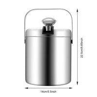 Glaçons portables à double paroi en acier inoxydable, récipient à glaçons avec couvercle à pinces, refroidisseur de vin, de boisson et de bière, 1,3 L, E27