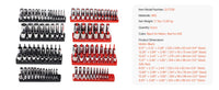 VEVOR Kit Organisateurs de Douilles Tige Haute, 8 Supports de Douilles Métriques SAE 1/4'', 3/8'', 1/2'', Étiquettes Transparentes, Capacité 176 Douilles Standard Profondes Non Incluses, Noir & Rouge