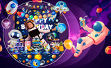 Décorations de fête d'anniversaire spatial, 88 pièces, décorations d'anniversaire et ensemble de vaisselle d'anniversaire pour espace extérieur, assiettes de fête, nappe, toile de fond
