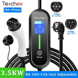 Teschev – chargeur EV 3,5 kw, Type 2, connecteur IEC 62196, 16a, 1 phase, Type 1, SAEJ1772, boîte murale, Station de recharge pour véhicule électrique