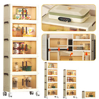 Armoire de Rangement Pliante Anti-Poussière, avec Roue à Comcussion, pour Cuisine, Chambre à Coucher, Salon, Armoire