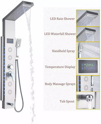 Cascade de pluie LED panneau de douche noir colonne de douche tour écran numérique TEMP mitigeur pulvérisation Bidet douche mitigeur robinet