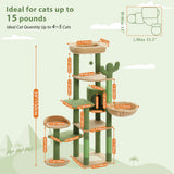 Grand arbre à chat pour grands chats d'intérieur, tour de chat haute pour gros chats avec hamac super grand, arbres grimpant pour chats avec tire à gratter
