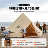 VEVOR Tente Cloche en Toile 4 m Tente de Yourte 4 Saisons Tente de Camping Familial avec Trou de Poêle à Bois, Sacs de Rangement pour Glamping Jusqu'à 6 Personnes, Groupes en Plein Air, Fête, Chasse