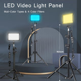 Kit d'éclairage LED pour studio photo et vidéo avec trépied et filtres RVB, idéal pour les prises de vue en direct et le streaming sur YouTube.