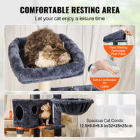 SucceBuy Arbre à chat pour chats d'intérieur Tour à chat avec chat condo Poste à gratter en sisal HamacTop Perche Plateformes de saut Gris foncé