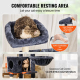 SucceBuy Arbre à chat pour chats d'intérieur Tour à chat avec chat condo Poste à gratter en sisal HamacTop Perche Plateformes de saut Gris foncé