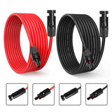 PowMr-Câble Photovoltaïque Étanche IP68 avec Connexion, Long Fil d'Extension Noir et Rouge, Système Solaire, 5m, 10m, 15m, 6 mm2, 10AWG