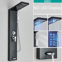 Robinet de douche LED, salle de bains, SPA, douche à Jet de Massage, système de colonne noir mat, panneau de douche de pluie cascade, robinet pulvérisateur de Bidet