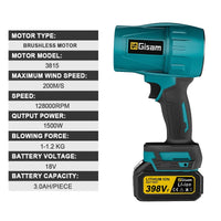 Gismo 200 M/S ventilateur à Jet Turbo sans brosse 1500 W ventilateur d'air électrique sans fil outil électrique portatif violent pour broche de batterie Makita 18 V