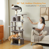 Grand arbre et tour pour chats d'intérieur, avec postes à gratter recouvertes de Sisal, hamac spacieux, perchoirs rembourrés et condos, jouets pour chats