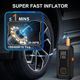 Démarreur de voiture 5 en 1 avec compresseur d'air, booster de batterie auto 1500 A, pompe à air 150 PSI, batterie externe portable et gonfleur de pneus