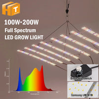 Lampe de culture LED à spectre complet 100W/200W AC100-277V LM281B pour la croissance végétative, la floraison, les serres et les tentes de culture.