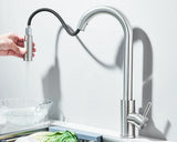Robinet d'évier de cuisine extractible, deux fonctions, mitigeur d'eau chaude et froide à poignée unique, monté sur le pont