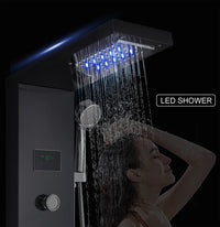 Robinet de douche à lumière LED noire, salle de bains, SPA, Jet de Massage, système de colonne de douche, cascade, panneau de douche de pluie, robinet pulvérisateur de Bidet