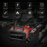 Chargeur de batterie portable 20 A/10 A pour voiture, moto et camion (12 V/24 V), automatique, AGM LiFePO4, plomb-acide, avec fonction marche/arrêt et réparation.