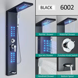 Panneau de douche LED noir, système de tour, cascade de pluie, colonne de douche, Massage hydroélectricité, corps Spa, bain-douche, mélangeur de robinet