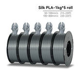 KEEPANG – Filament d'imprimante 3D PLA en soie, 5KG, Filaments de couleurs simples/doubles/Triples, 2.2LBS, 1KG/rouleau, 1.75mm ± 0.02MM, matériau d'impression 3D