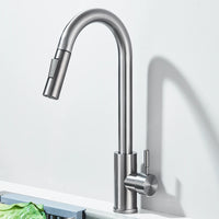 Robinet d'évier de cuisine extractible, deux fonctions, mitigeur d'eau chaude et froide à poignée unique, monté sur le pont