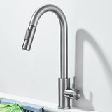 Robinet d'évier de cuisine extractible, deux fonctions, mitigeur d'eau chaude et froide à poignée unique, monté sur le pont