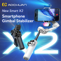 AOCHUAN – stabilisateur de cardan intelligent X2 à 3 axes, pour iPhone et Smartphone Android, avec pôle d'extension intégré, affichage LED