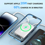 Batterie externe magnétique portable 10 000 mAh 15 W, chargeur rapide sans fil universel Apple/Android avec câble intégré.