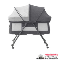Lit de voyage Baby Grab-and-go avec matelas et roues silencieuses, berceau à bascule convertible, XYT-001