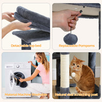 Grand arbre à chat pour grands chats d'intérieur, tour de chat haute pour gros chats avec hamac super grand, arbres grimpant pour chats avec tire à gratter