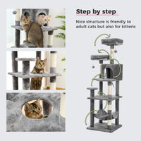 Grand arbre à chat pour grands chats d'intérieur, tour de chat haute pour gros chats avec hamac super grand, arbres grimpant pour chats avec tire à gratter