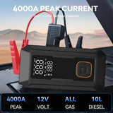 Démarreur de voiture YINGBOOST avec pompe à air, booster de batterie automobile de 4000 A et gonfleur de pneus de 150 PSI avec compresseur d'air