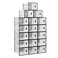 Organisateur de rangement à chaussures noir transparent, 8/12/18 pièces, armoire à chaussures pliable et empilable avec porte magnétique