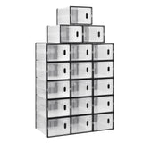 Organisateur de rangement à chaussures noir transparent, 8/12/18 pièces, armoire à chaussures pliable et empilable avec porte magnétique