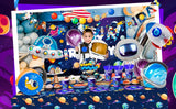 Décorations de fête d'anniversaire spatial, 88 pièces, décorations d'anniversaire et ensemble de vaisselle d'anniversaire pour espace extérieur, assiettes de fête, nappe, toile de fond