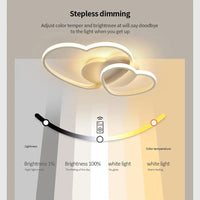 Plafonnier LED à intensité variable, 64W, 4800LM, design en forme de cœur, lampe avec télécommande, 3000-6500K, plafonnier LED moderne