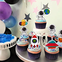 Décorations de fête d'anniversaire spatial, 88 pièces, décorations d'anniversaire et ensemble de vaisselle d'anniversaire pour espace extérieur, assiettes de fête, nappe, toile de fond