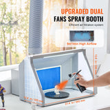 SucceBuy Cabine de pulvérisation d'aérographe Kit de cabine de pulvérisation de peinture d'aérographe portable à double ventilateur avec lumières LED et tuyau d'extension d'échappement