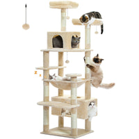 Grand arbre et tour pour chats d'intérieur, avec postes à gratter recouvertes de Sisal, hamac spacieux, perchoirs rembourrés et condos, jouets pour chats