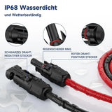 PowMr-Câble Photovoltaïque Étanche IP68 avec Connexion, Long Fil d'Extension Noir et Rouge, Système Solaire, 5m, 10m, 15m, 6 mm2, 10AWG