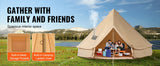 SucceBuy – tente cloche en toile, 4 saisons, 9,8 pieds, yourte, pour le Camping, avec poêle, Jack, respirante, peut contenir jusqu'à 4 personnes